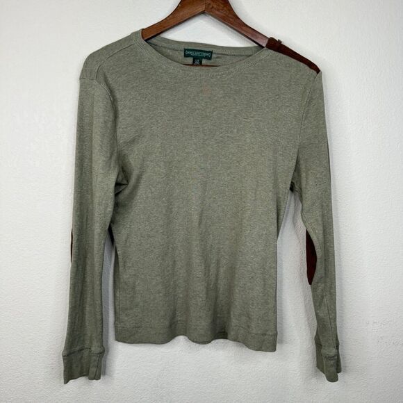 Lauren Jeans Company Long Sleeve Olive Green Shirt L Shoulder Zipper Y2K - Picture 1 of 11